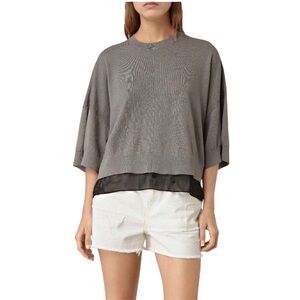 AllSaints Relm Knit Top Size Small / Medium Gray & Black‎